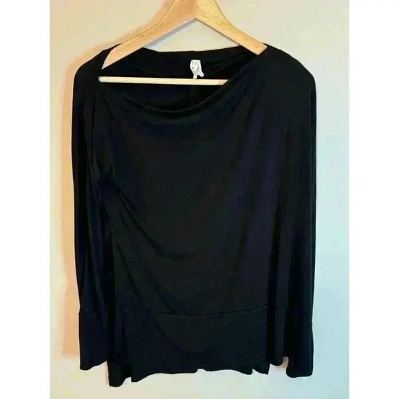 We The Free Luna Long Sleeve Top Blouse Side Slits Size XS Wide Neck Black - Picture 6 of 6